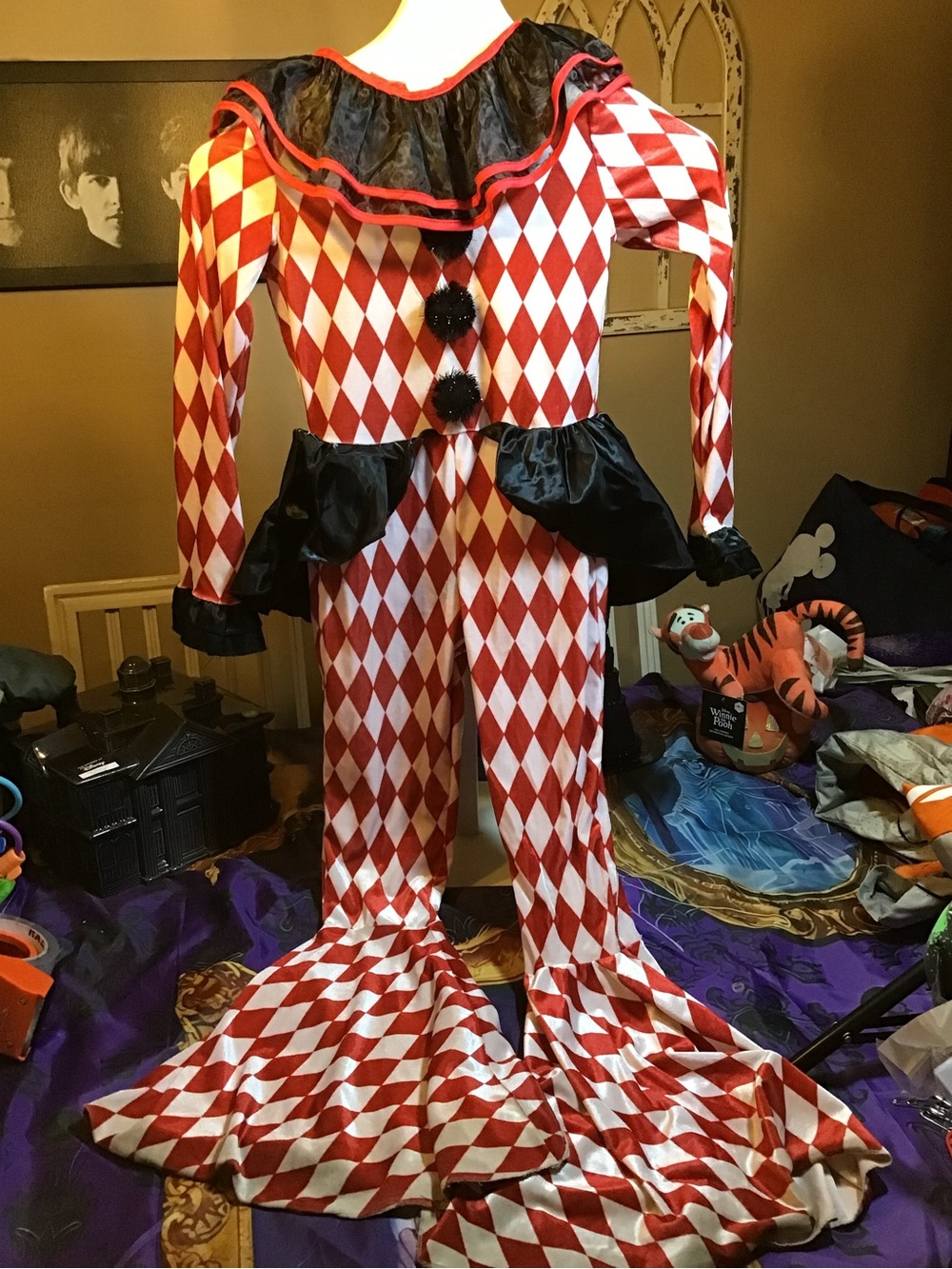 Red carnival clown unitard costume spirit halloween size large